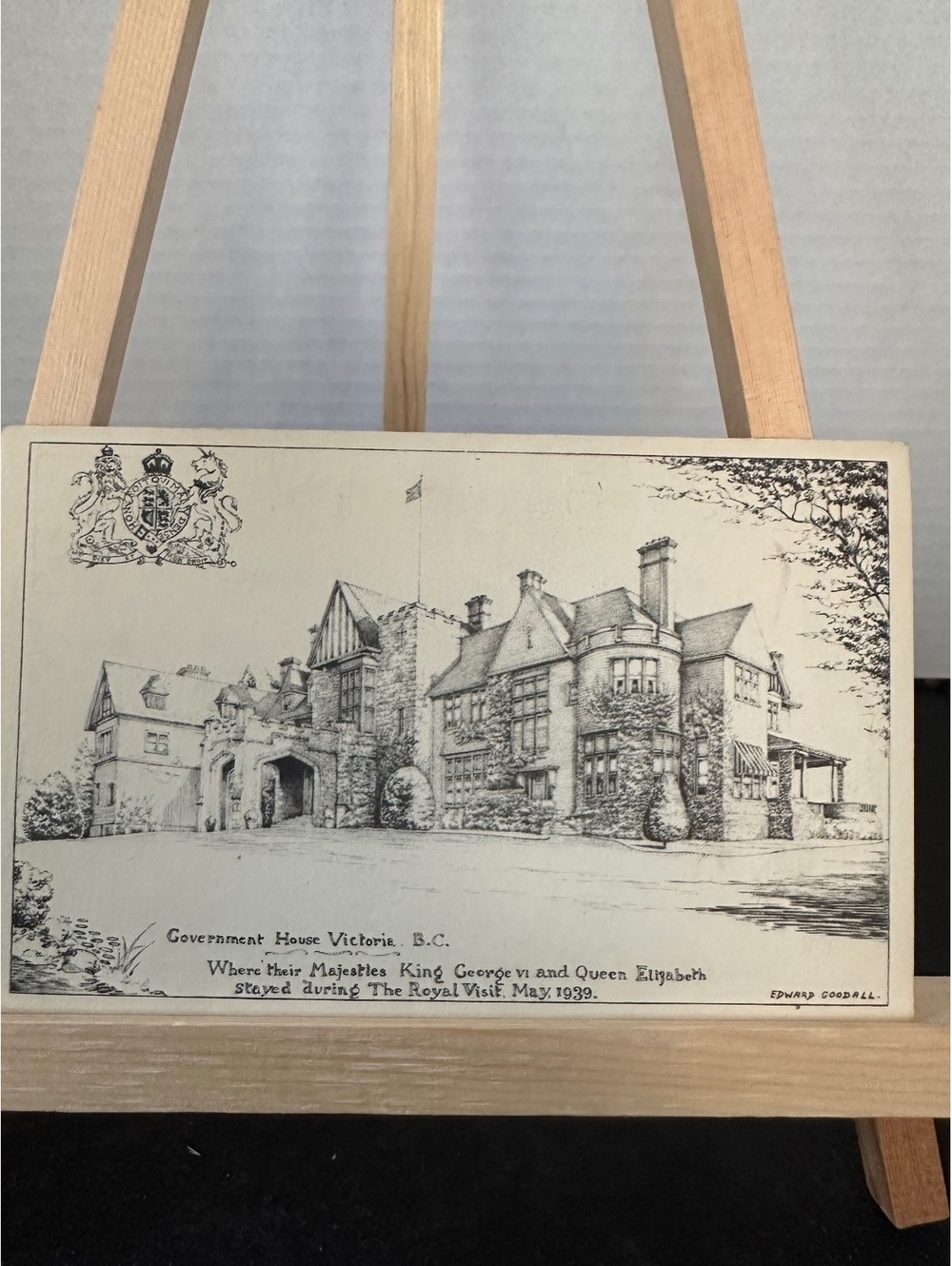 Vintage 1939 Government House Victoria BC Postcard Edward Goodall Royal Visit